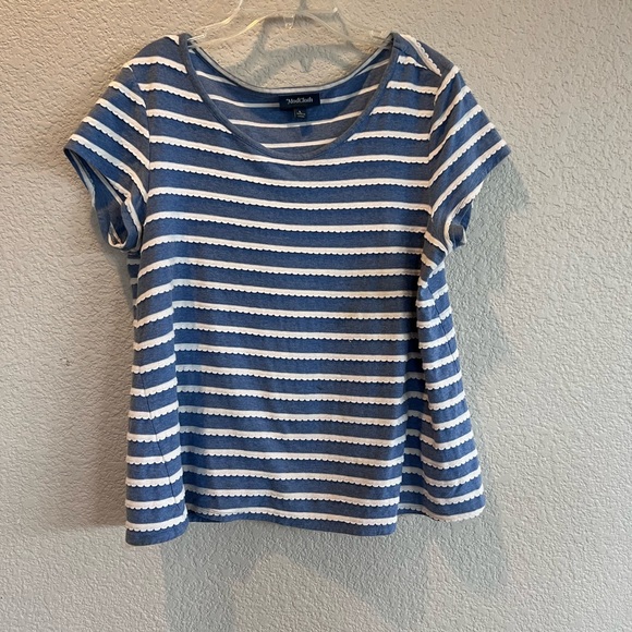 ModCloth Blue White Ricking Stripe Top - Picture 3 of 6